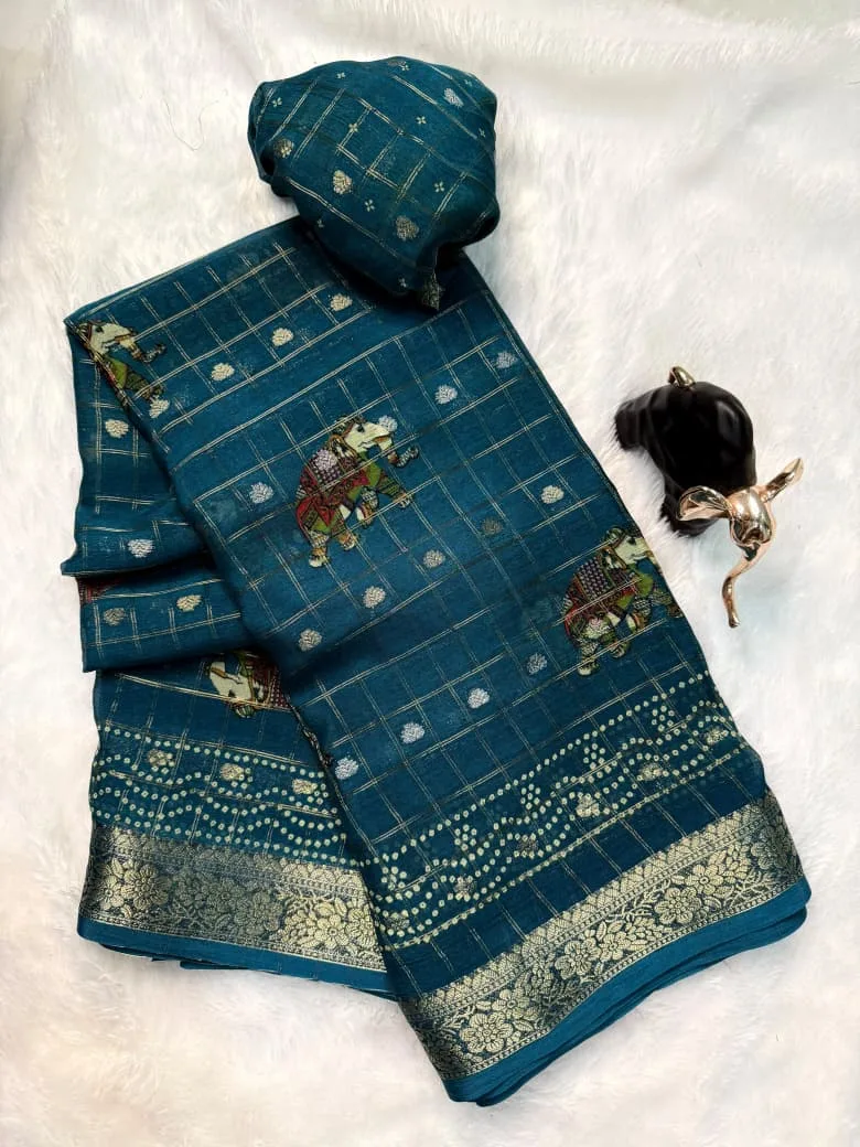 Tew Pure Marsh Chinon Silk Printed Saree